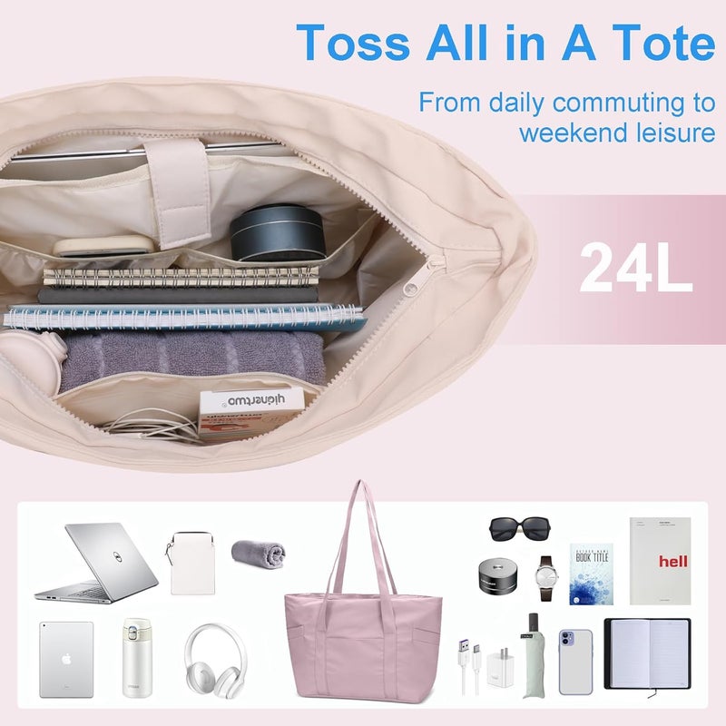 CTWWFS Tote Bag for Women, Travel Essentials Large Tote Bag with Zipper, Top Handle Handbag for Travel, Work - Image 2